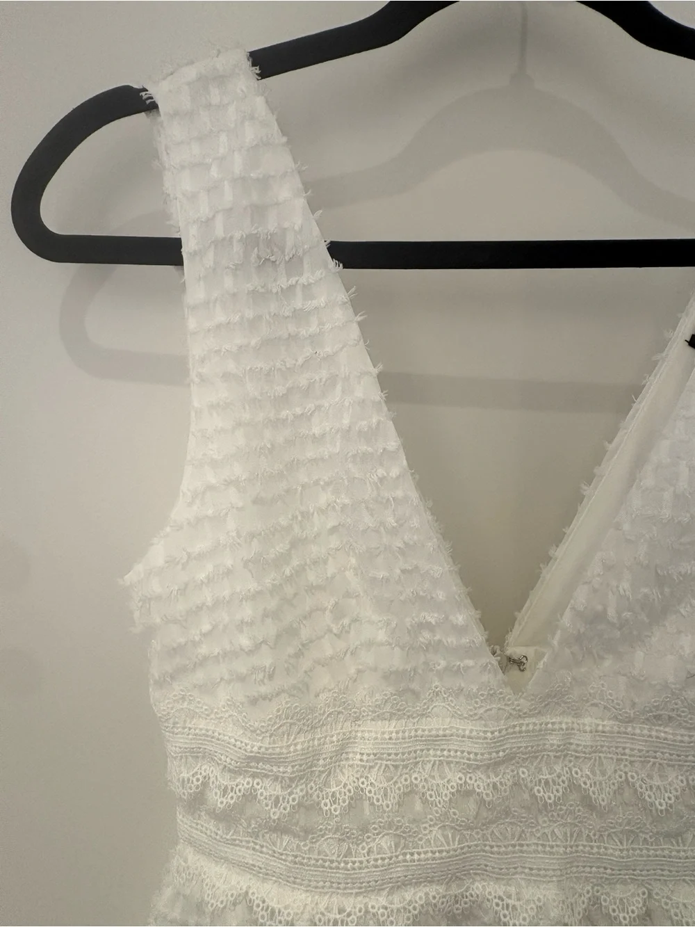 Lulu's White Textured V-Neck Midi Dress